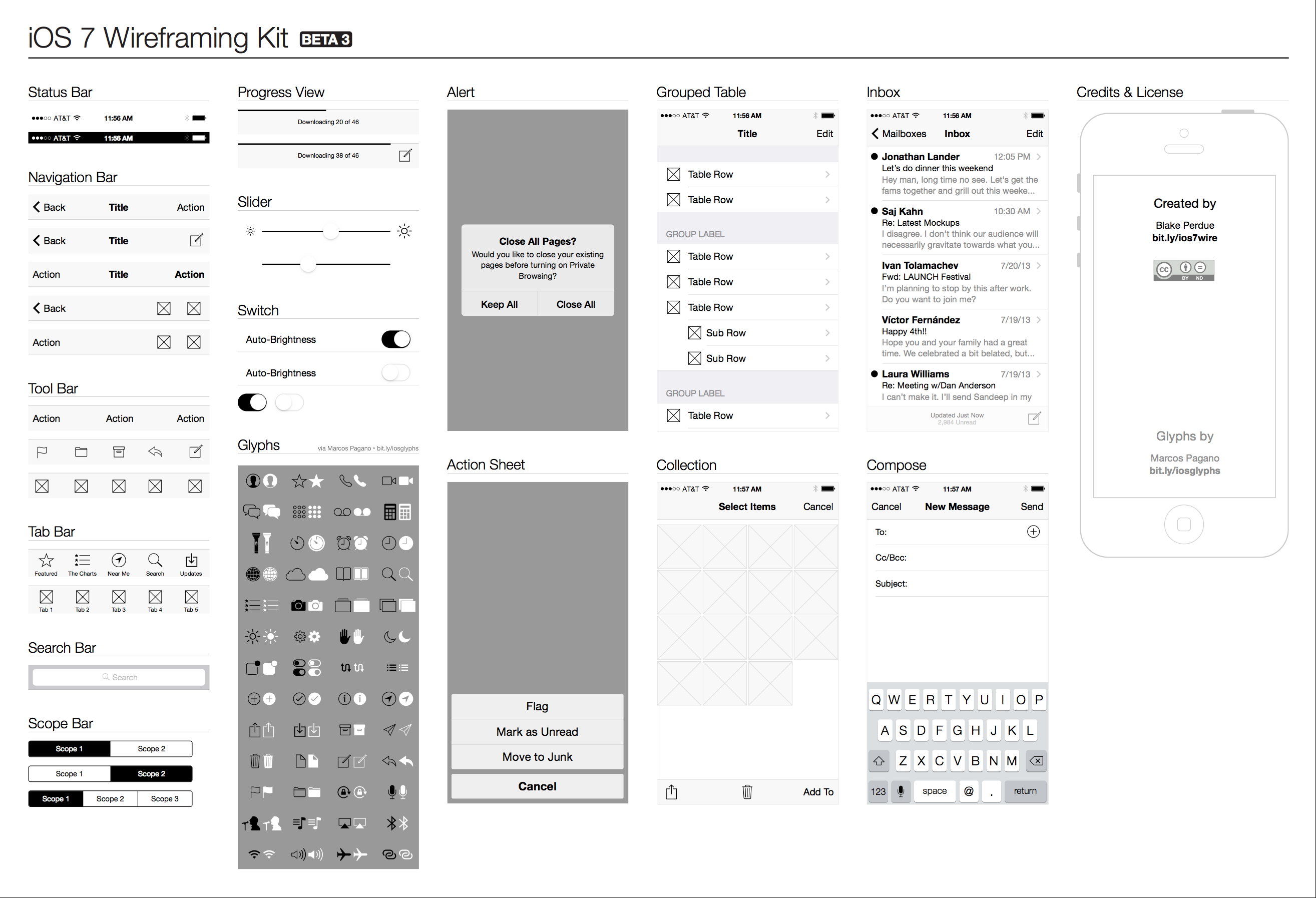 iOS 7 Wireframe Kit Preview iOS 7 Wireframe Kit Preview