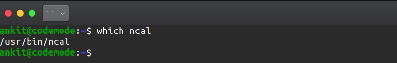 output of which command