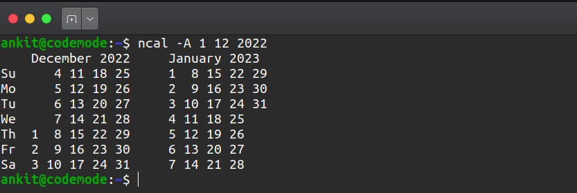 output of given ncal input