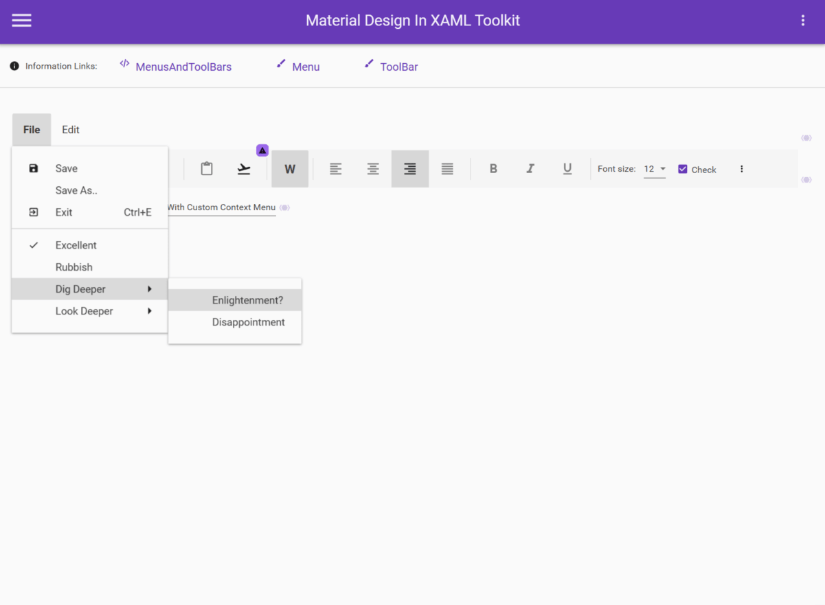 Menus and Toolbars Alt text
