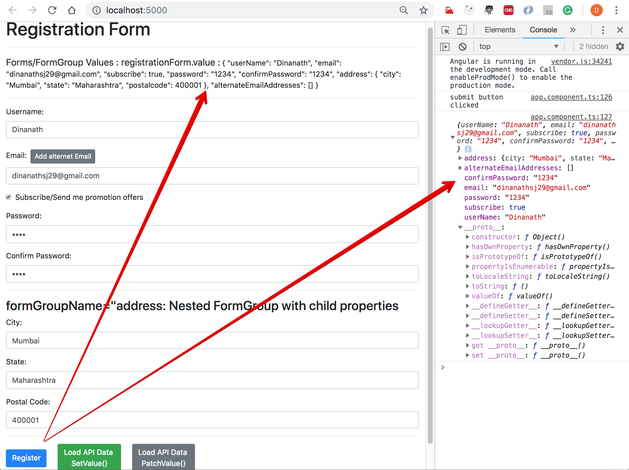 Reactive Form - Submit Form data Reactive Form - Submit Form data